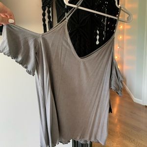 grey cold shoulder tank top